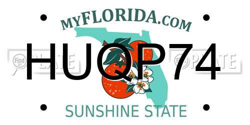 HUQP74 Florida License Plate