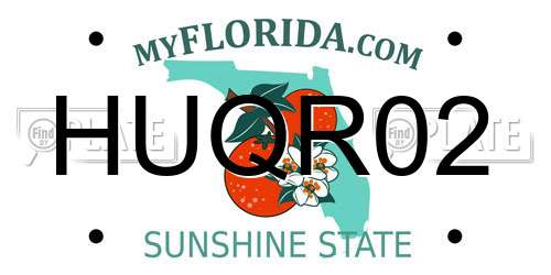 HUQR02 Florida License Plate