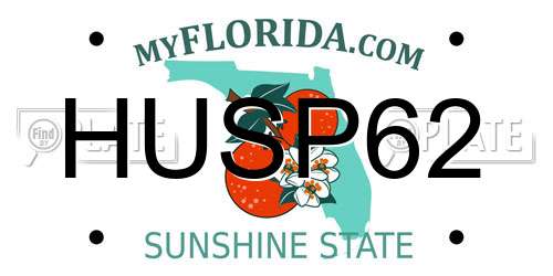 HUSP62 Florida License Plate