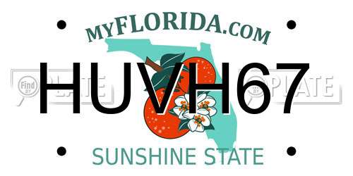 HUVH67 Florida License Plate