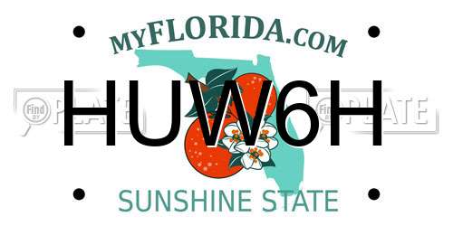HUW6H Florida License Plate