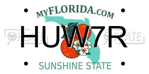 HUW7R Florida License Plate
