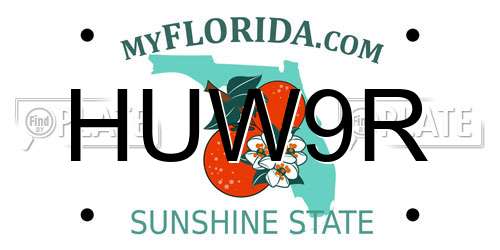 HUW9R Florida License Plate