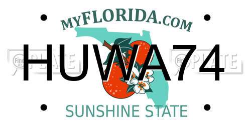 HUWA74 Florida License Plate