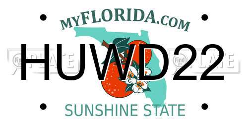 HUWD22 Florida License Plate