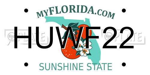HUWF22 Florida License Plate