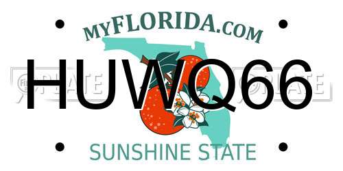 HUWQ66 Florida License Plate