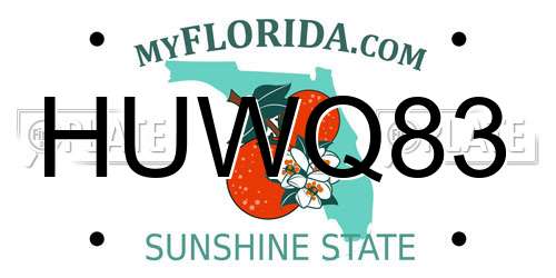 HUWQ83 Florida License Plate