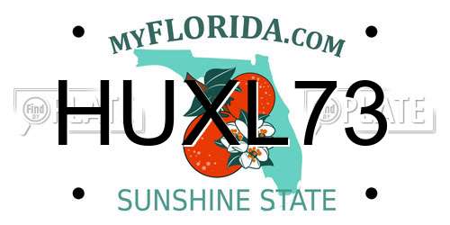HUXL73 Florida License Plate