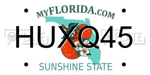HUXQ45 Florida License Plate