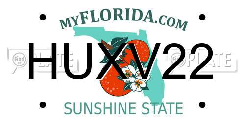 HUXV22 Florida License Plate