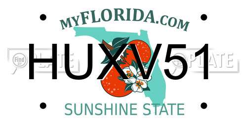 HUXV51 Florida License Plate