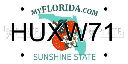 HUXW71 Florida License Plate
