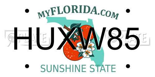HUXW85 Florida License Plate
