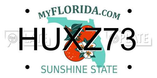 HUXZ73 Florida License Plate
