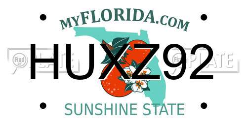 HUXZ92 Florida License Plate