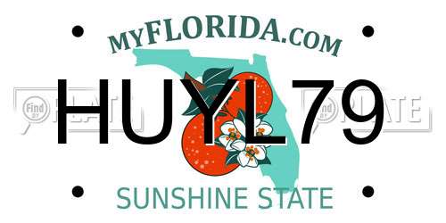 HUYL79 Florida License Plate