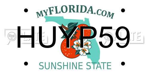 HUYP59 Florida License Plate