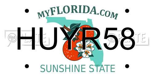 HUYR58 Florida License Plate