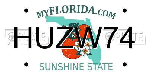 HUZW74 Florida License Plate