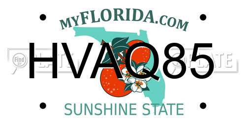 HVAQ85 Florida License Plate