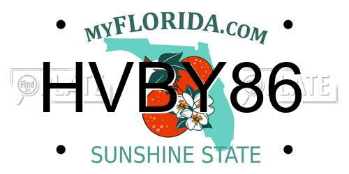HVBY86 Florida License Plate