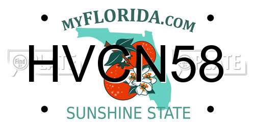 HVCN58 Florida License Plate