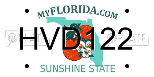 HVD122 Florida License Plate