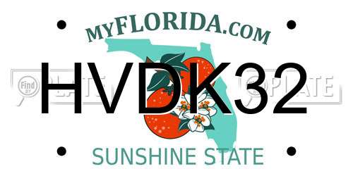 HVDK32 Florida License Plate