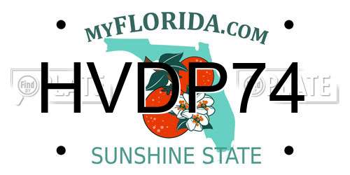 HVDP74 Florida License Plate