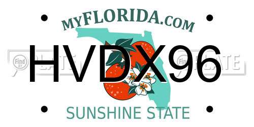 HVDX96 Florida License Plate