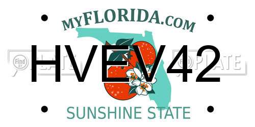 HVEV42 Florida License Plate