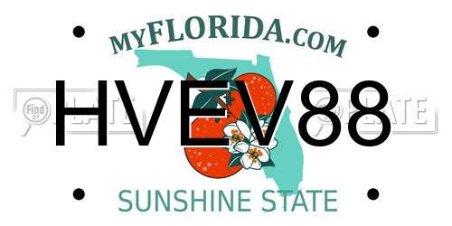 HVEV88 Florida License Plate