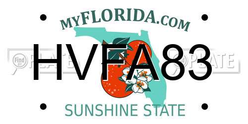 HVFA83 Florida License Plate