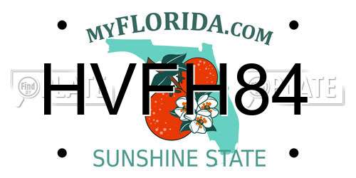 HVFH84 Florida License Plate