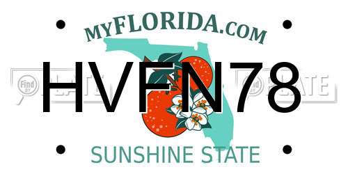 HVFN78 Florida License Plate