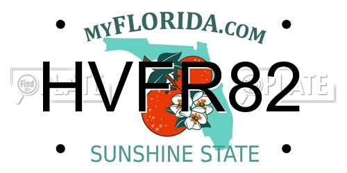 HVFR82 Florida License Plate
