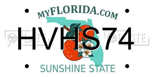 HVHS74 Florida License Plate