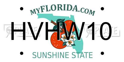 HVHW10 Florida License Plate