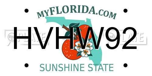 HVHW92 Florida License Plate
