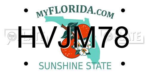 HVJM78 Florida License Plate