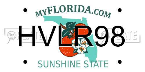 HVLR98 Florida License Plate