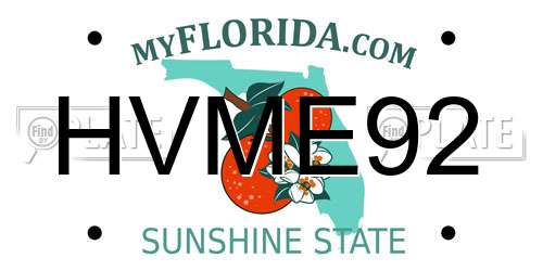 HVME92 Florida License Plate