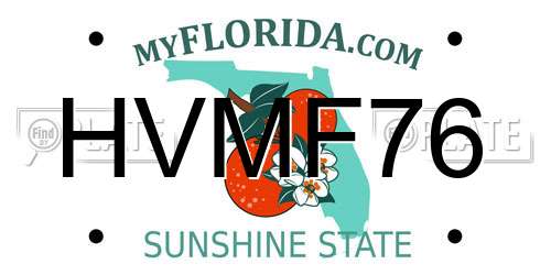 HVMF76 Florida License Plate