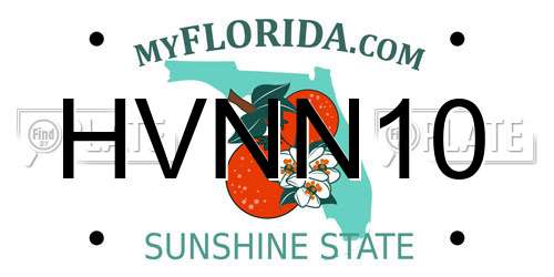 HVNN10 Florida License Plate