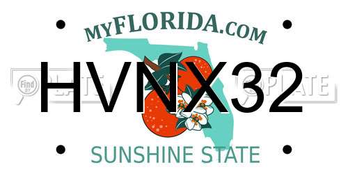 HVNX32 Florida License Plate