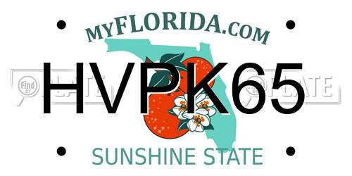 HVPK65 Florida License Plate
