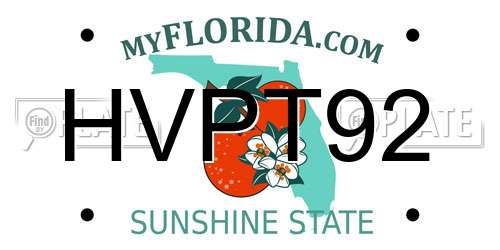 HVPT92 Florida License Plate