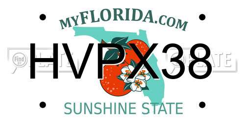 HVPX38 Florida License Plate