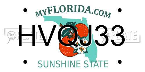 HVQJ33 Florida License Plate